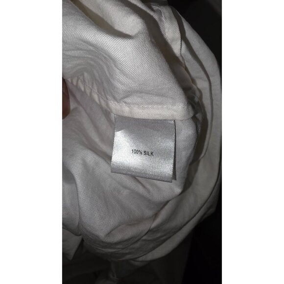 Tucker 100% Silk Ivory Spaghetti Strap Maxi Dress Adjustable Waist Tie Size L - Picture 8 of 9